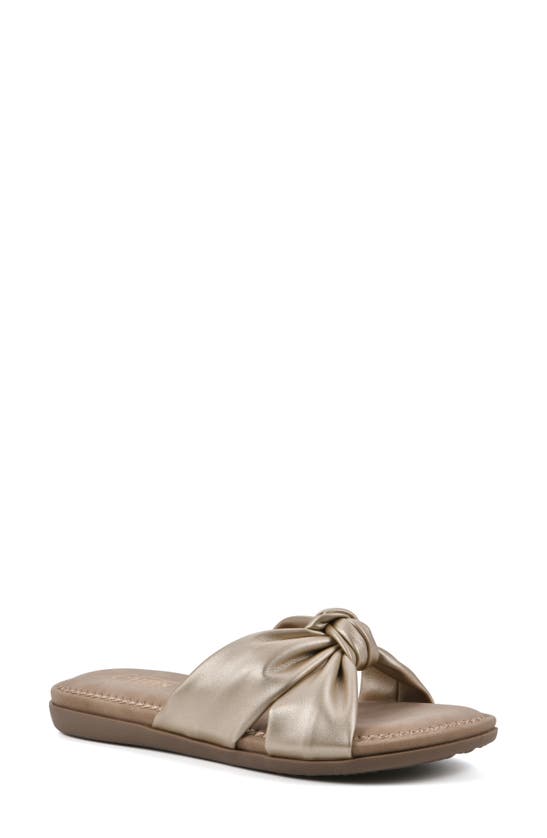 Cliffs By White Mountain Favorite Slide Sandal In Gold/ Metallic/ Smooth