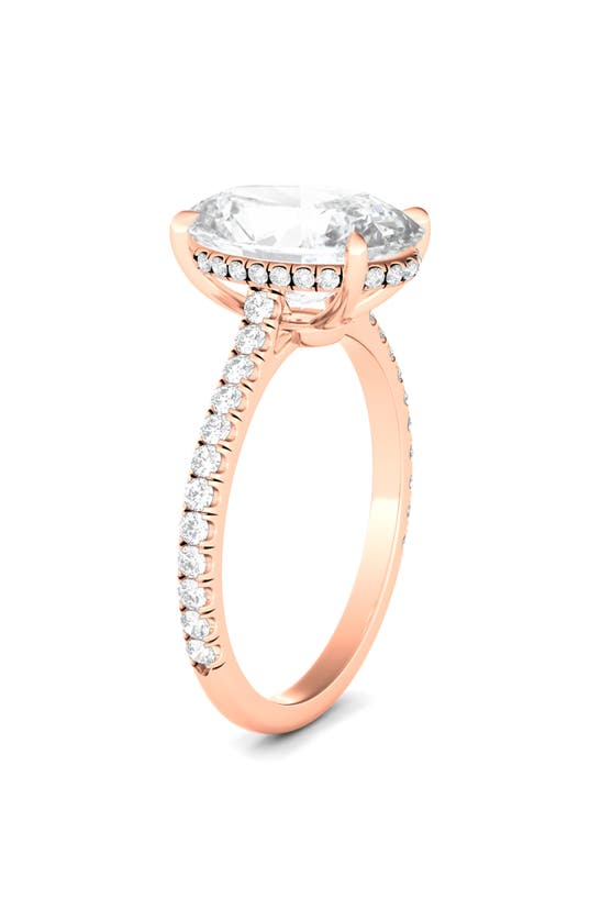 Shop Hautecarat 18k White Gold Oval Cut & Pavé Lab Created Diamond Ring In 18k Rose Gold