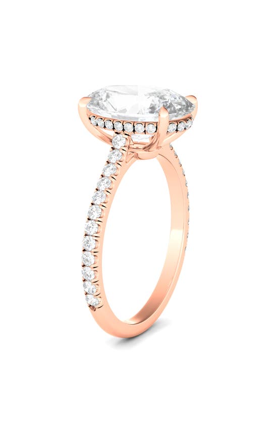 Hautecarat 18k White Gold Oval Cut & Pavé Lab Created Diamond Ring In 18k Rose Gold