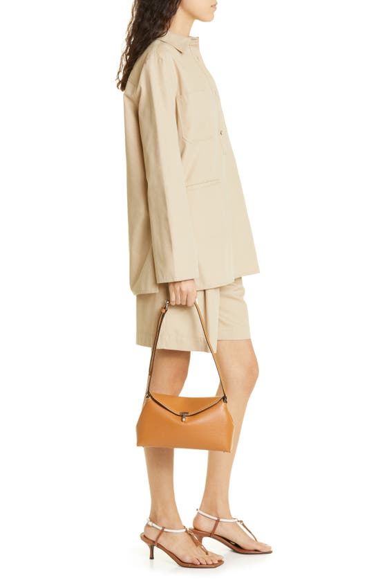 Totême Toteme T-lock Top Handle Leather Satchel In Tan Grain