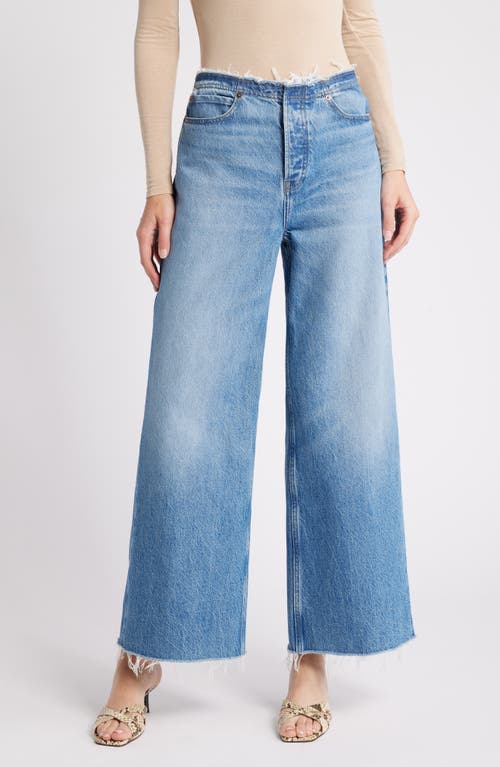 Shop Frame Le Distressed Nonstretch Low Rise Wide Leg Cutoff Jeans In Crosbie