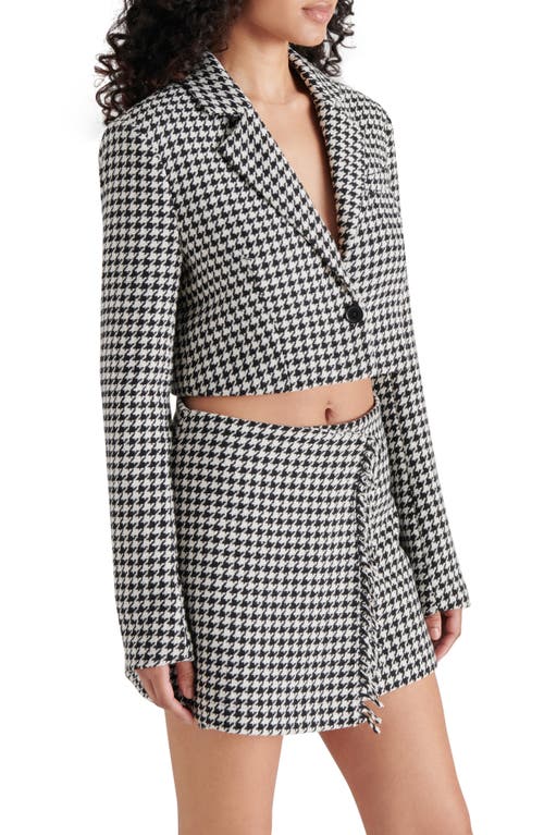 Shop Steve Madden Rupi Houndstooth Check Crop Blazer In Black/white