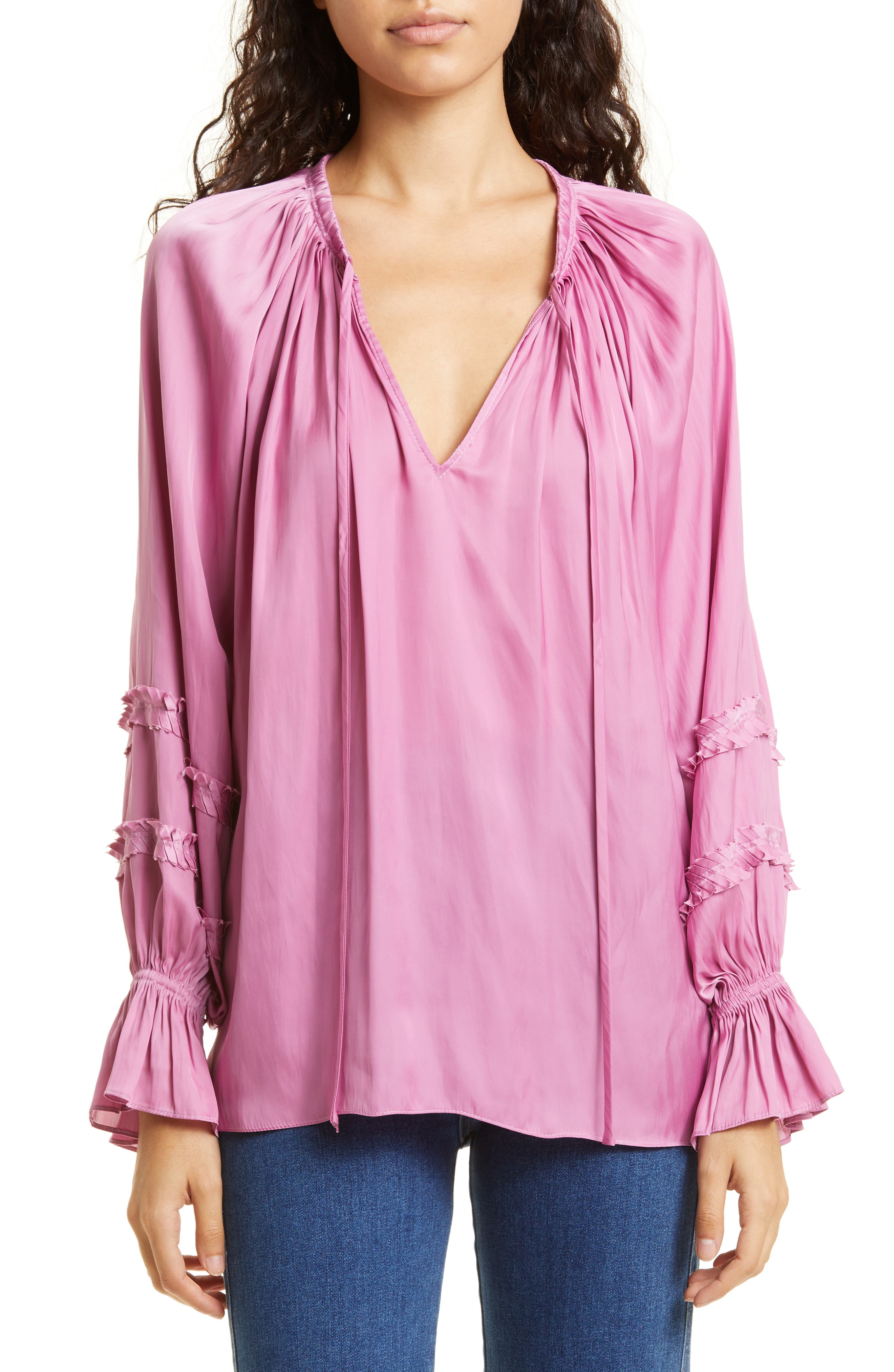 ASOS Damen Kleidung Tops & Shirts Bodys Angel sleeve bodysuit in pink abstract print 
