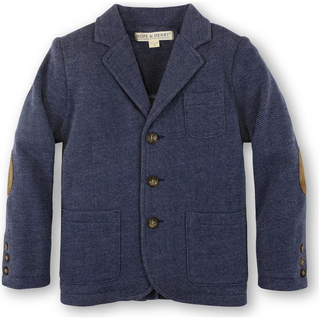 Hope & Henry Baby Boys' Fleece Blazer, Infant In Navy Herringbone