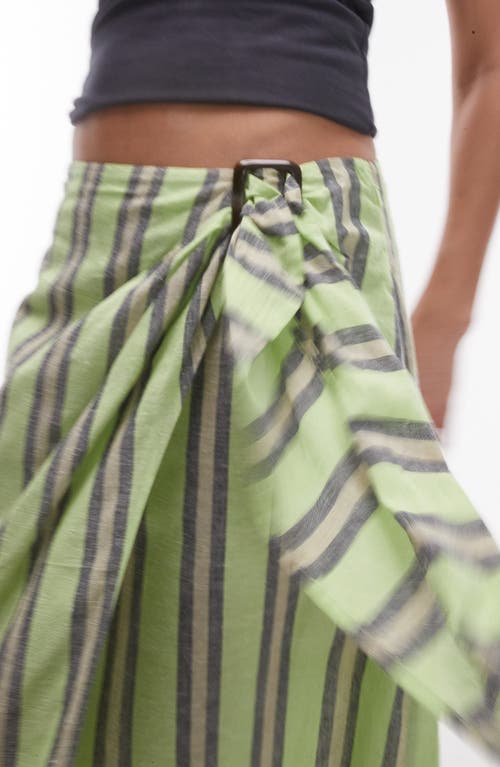 Topshop Stripe Sarong With Buckle In Green In Medium Green