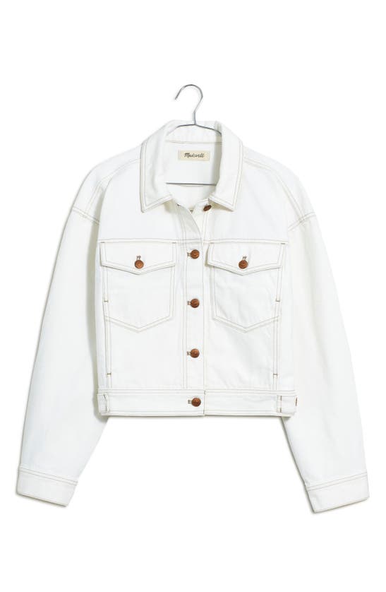 Shop Madewell Crop Denim Jacket In Tile White