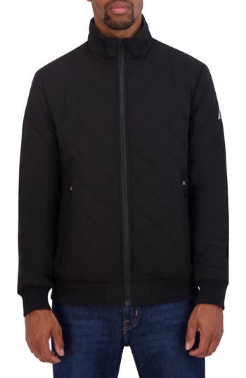 Nautica Diamond Quilted Bomber Jacket In Black