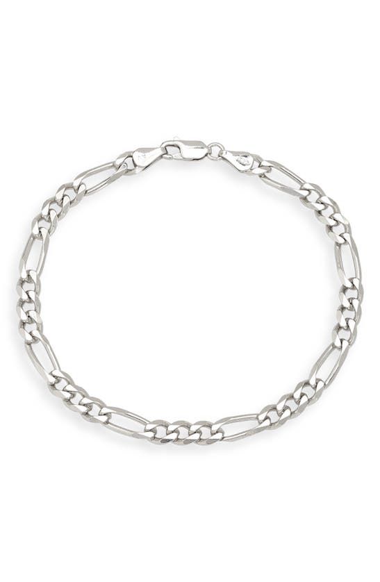 Argento Vivo Sterling Silver Figaro Chain Bracelet In Metallic