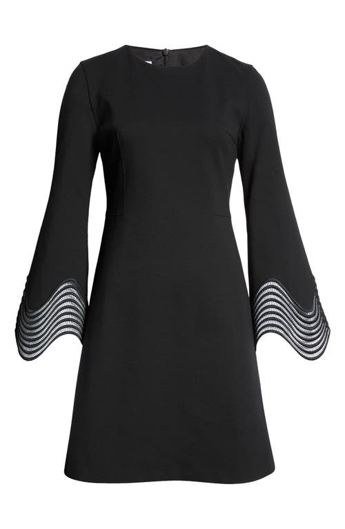 Akris Punto Waved Lace Cuff Jersey Mini Dress In Black