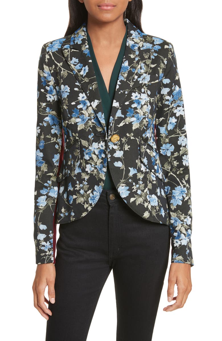 Smythe Tuxedo Stripe Floral Jacquard Blazer | Nordstrom
