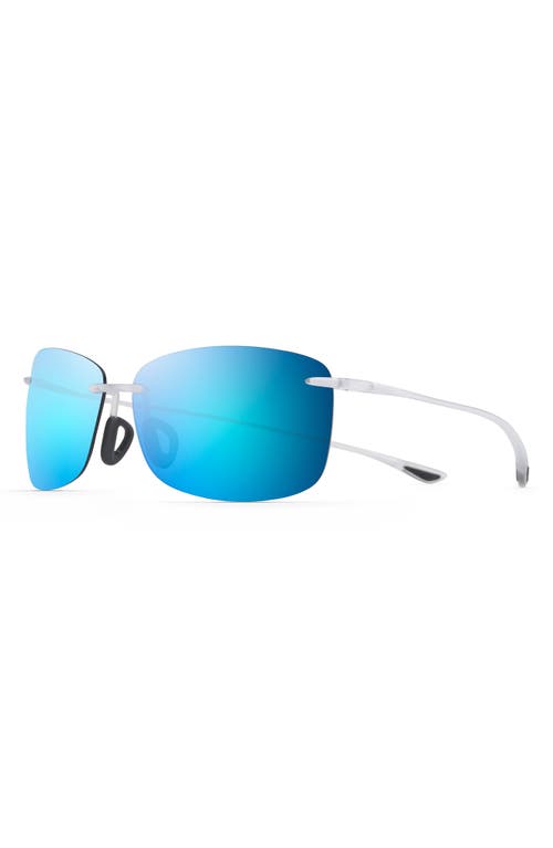 Shop Maui Jim Akau 62mm Polarizedplus2® Rimless Rectangular Sunglasses In Matte Crystal/blue Hawaii