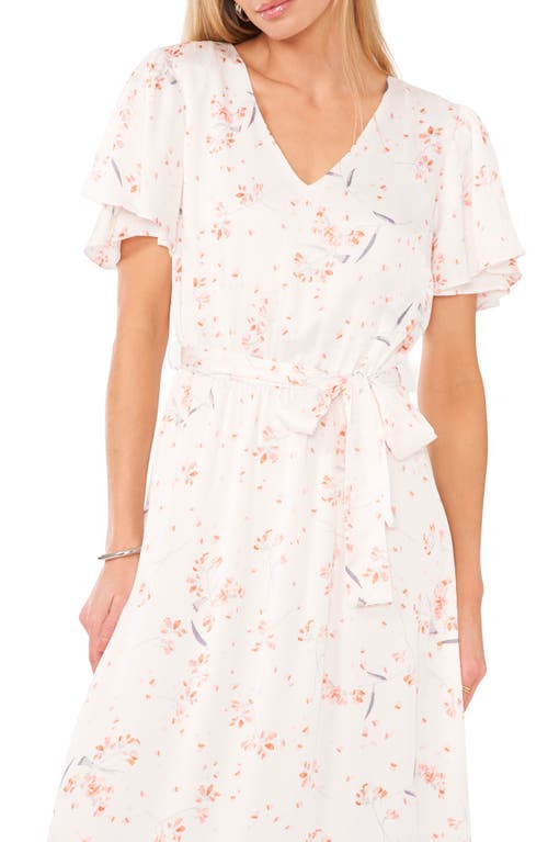 Vince Camuto Women's Floral Print Tie Waist Maxi Dress In New Ivory