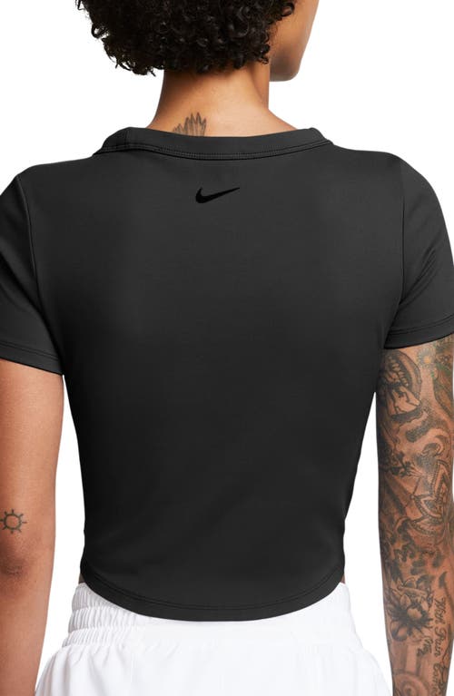 Shop Nike Phoenix Fleece Short Sleeve Crop Sweatshirt In Black/black