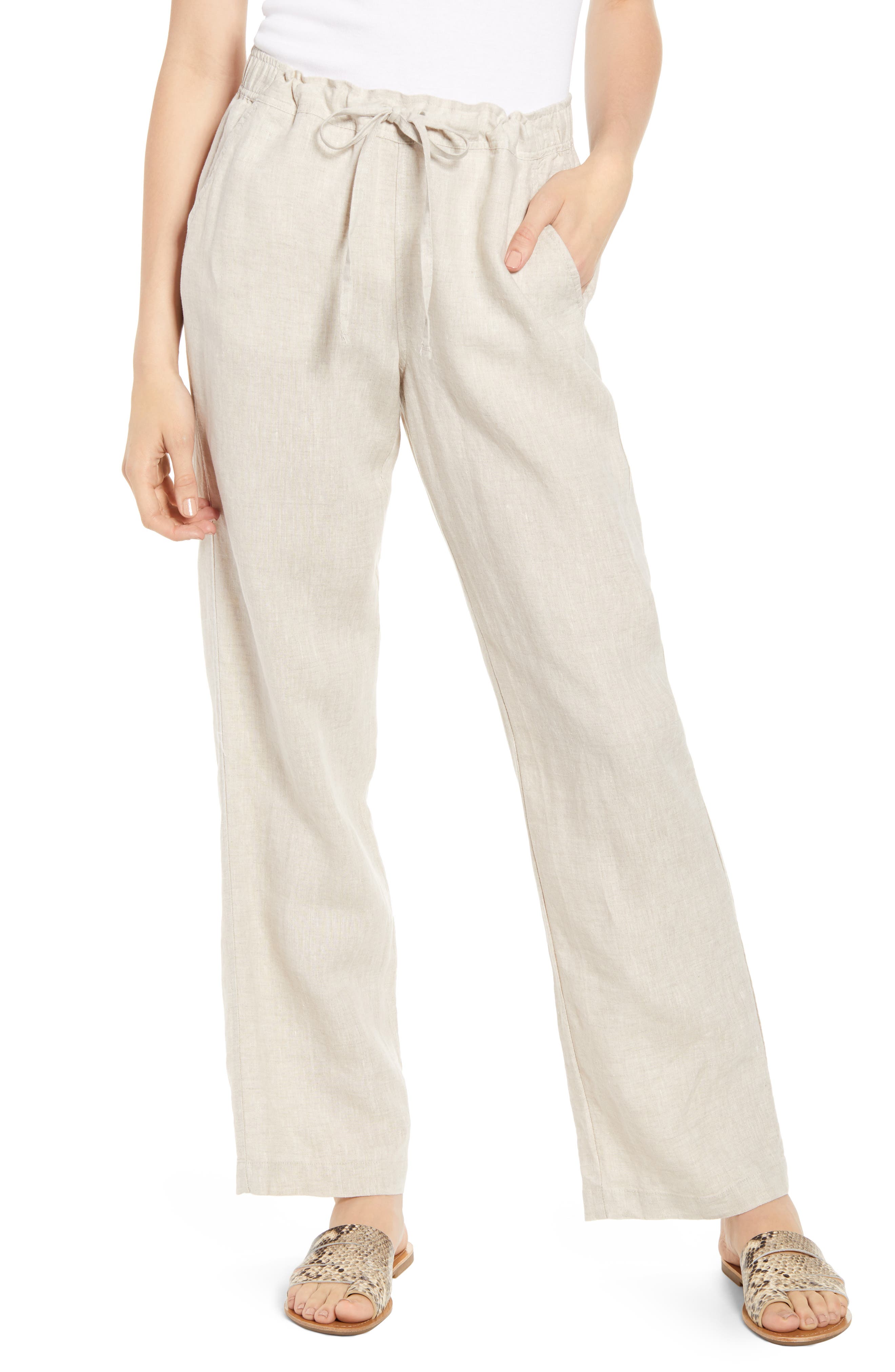  Wide Leg Linen Pants, Main, color, NATURAL