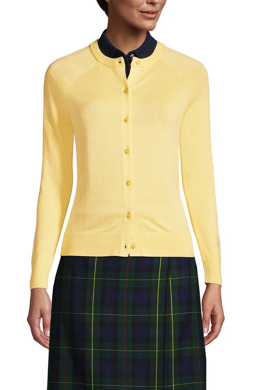 Shop Lands' End School Uniform Young  Cotton Modal Cardigan Sweater In Maize