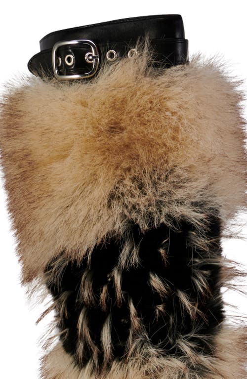 Azalea Wang Anisa Faux Fur Knee High Boot In Brown