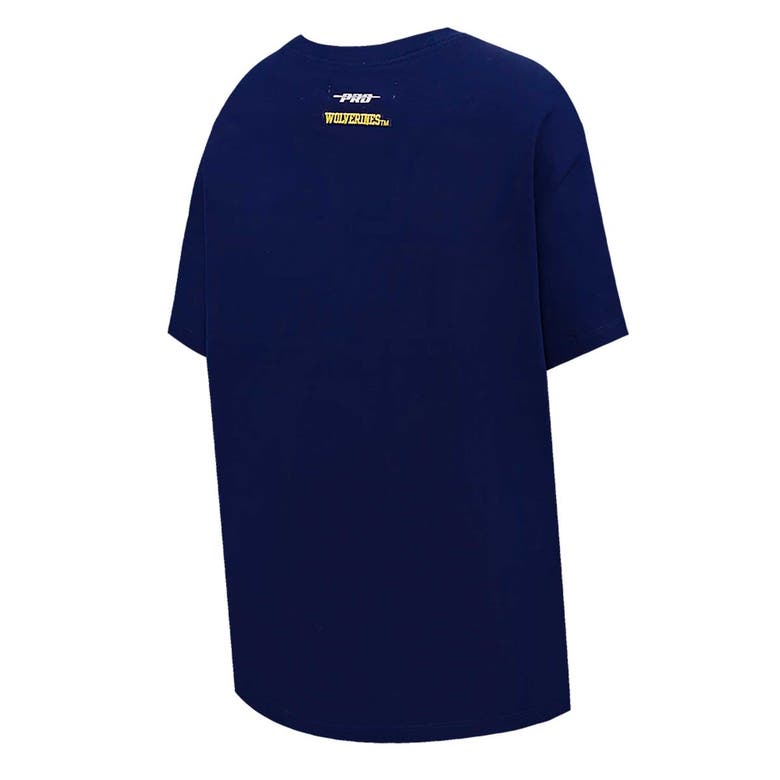 Pro Standard Navy Michigan Wolverines Script Tail Oversized Boyfriend T-shirt In Navy
