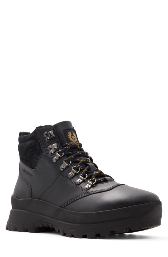 Belstaff Scramble Mesh-trimmed Leather Lace-up Boots In Black