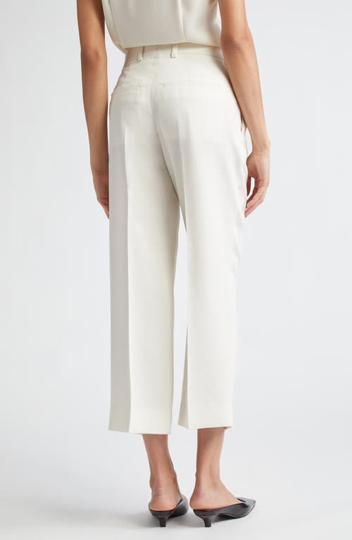 Shop Totême Toteme Straight Leg Crop Trousers In Off White