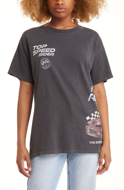 Vinyl Icons Top Speed Boyfriend Graphic T-Shirt in Washed Black