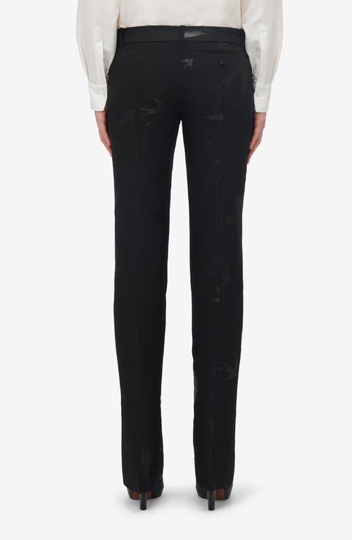 Shop Alexander Mcqueen Swallow Metallic Jacquard Trousers In Black