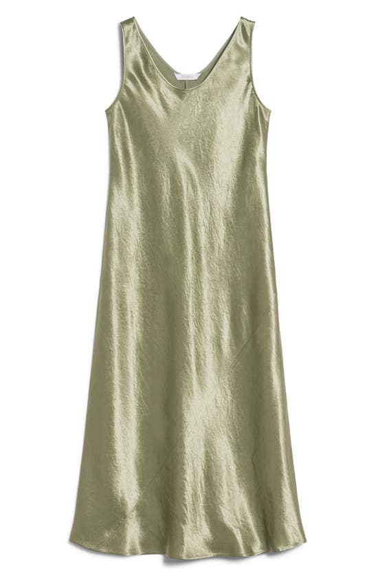 Shop Max Mara Talete Sleeveless Crinkle Satin Dress In Pastel Green