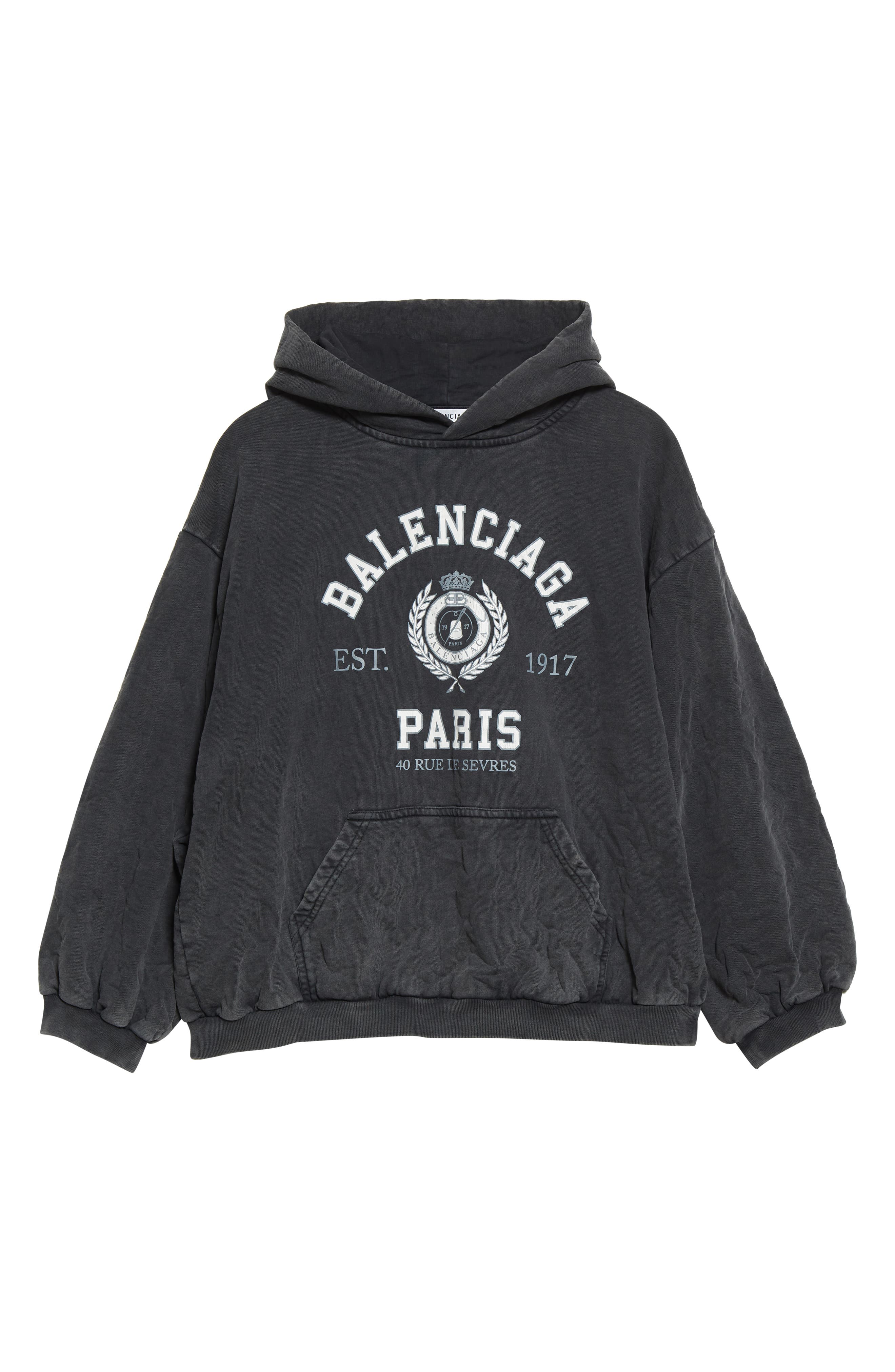 Balenciaga Women's College Cotton Logo Hoodie in Black W