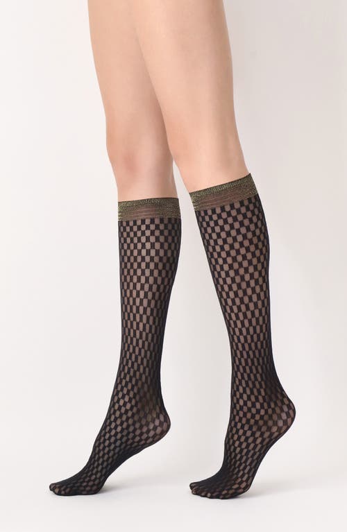 Oroblu Check Lace Knee High Socks In Black