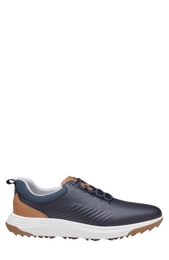 Shop Johnston & Murphy Amherst Gl1 Sport Hybrid Waterproof Golf Sneaker In Navy Coated Knit