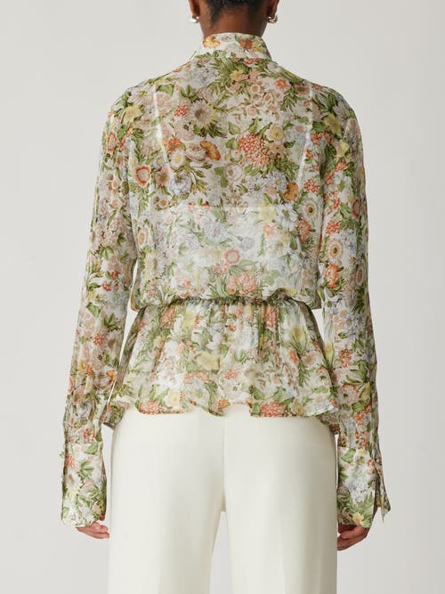 Shop Rebecca Taylor All Over Floral On Viscose Chiffon Tie Front Blouse In Floral Multi