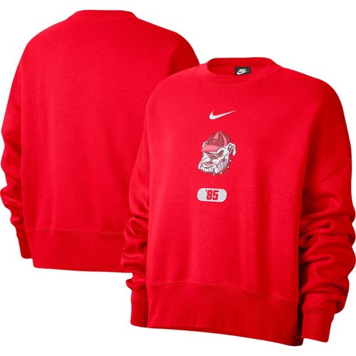 Women's Nike Red Georgia Bulldogs Vault Every Day Fleece Pullover Sweatshirt