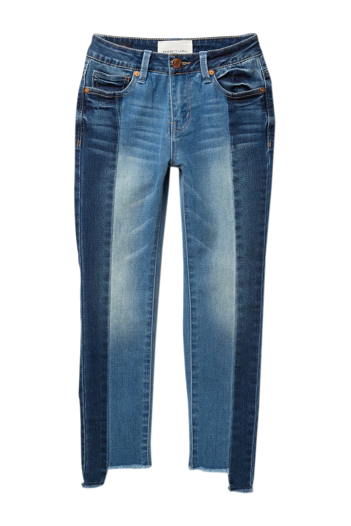 uneven frayed hem jeans