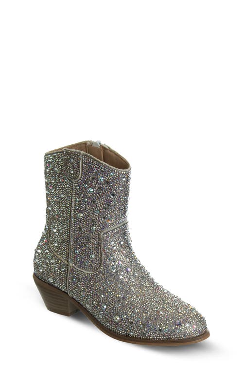 Badgley Mischka Collection Kids' Rhinestone Western Boot In Silver