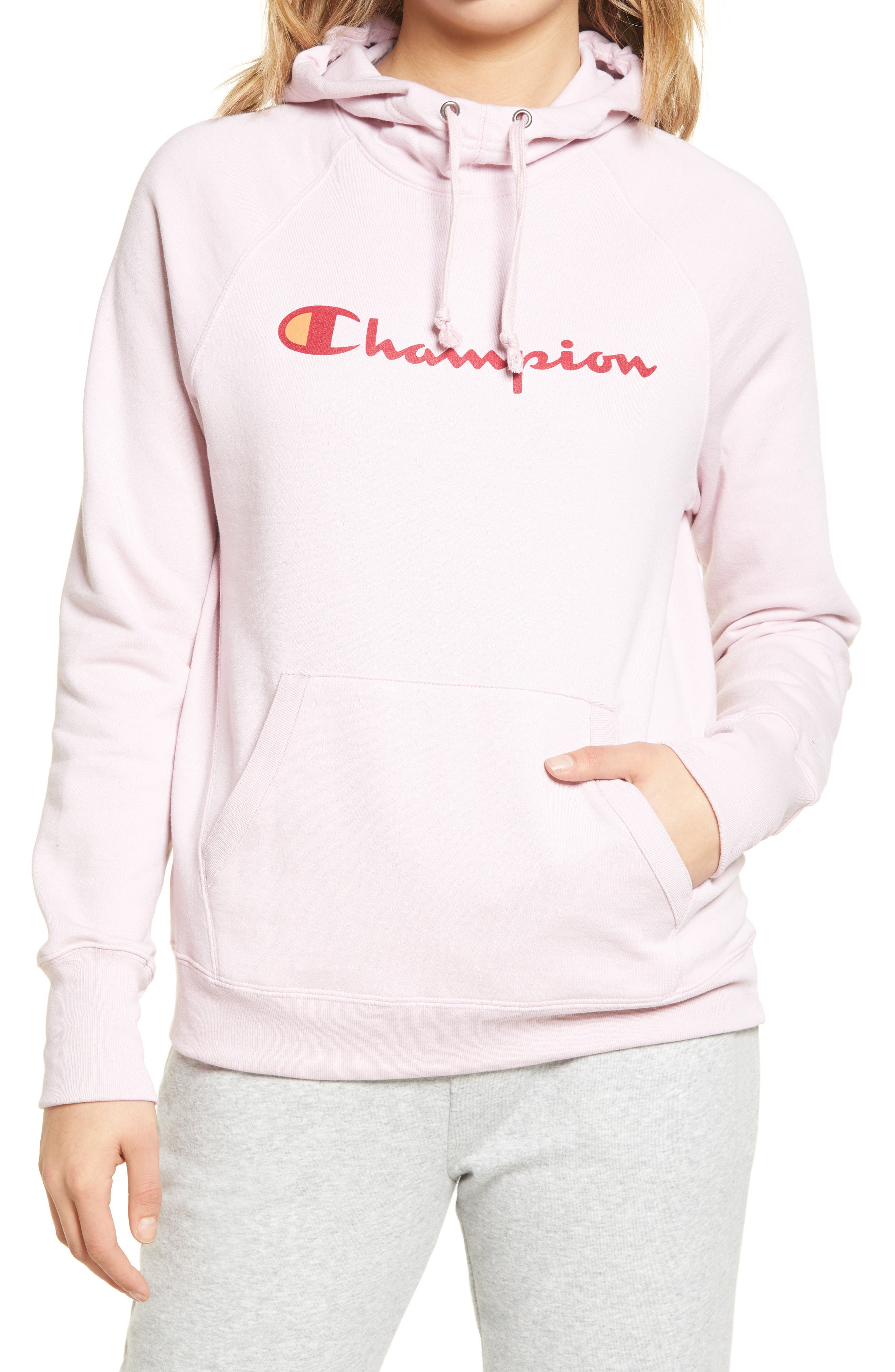 champion powerblend hoodie pink