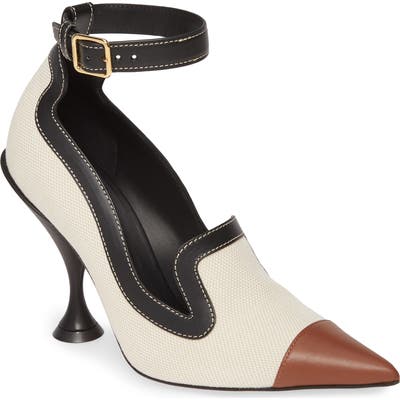 Burberry Brecon Ankle Strap Pointed Toe Pump, Beige