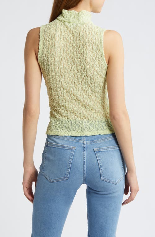 Frame Mock Neck Lace Tank In Mint Green
