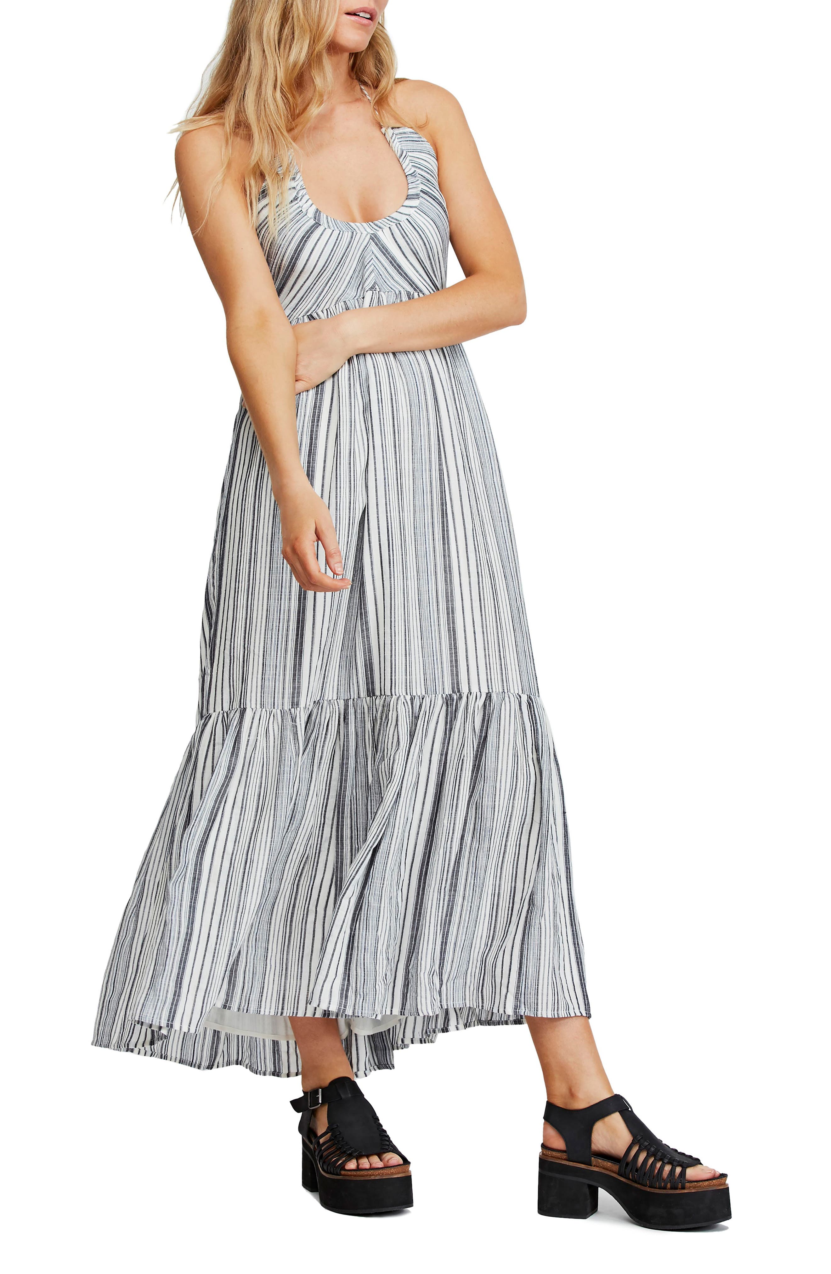 Free People Audrey Stripe Halter Dress, Blue