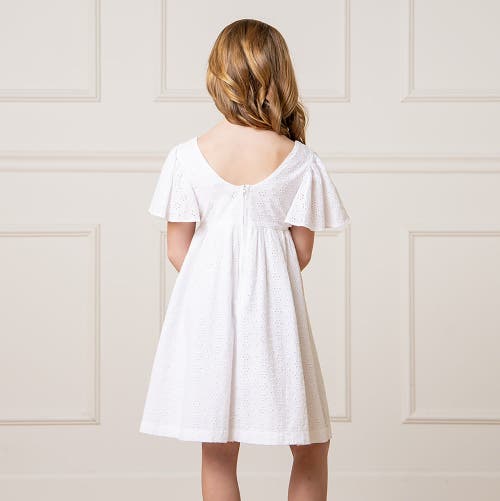 Shop Hope & Henry Girls' Organic Flutter Sleeve Eyelet Dress, Toddler In White Eyelet