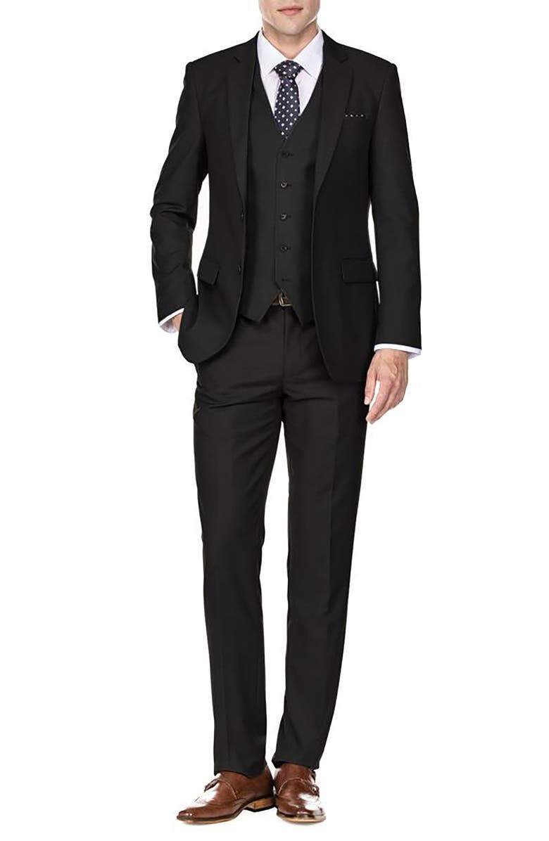 Braveman Men's Black Skinny Fit Notch Tuxedo