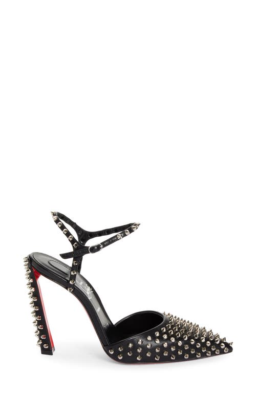 Shop Christian Louboutin Condora Riviera Spikes Pointed Toe Pump In Black/lin Black