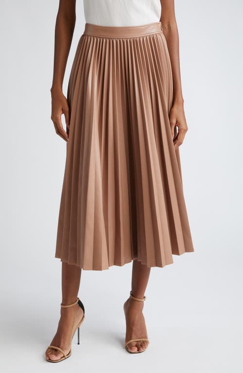 Shop Cinq À Sept Maree Pleat Faux Leather Skirt In Mocha