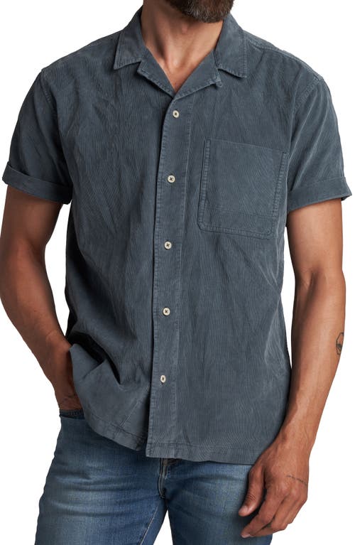 Zion Cotton Corduroy Short Sleeve Button-Up Shirt in Slate