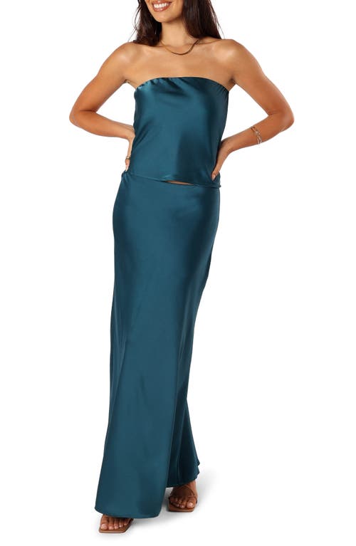 Petal & Pup Michaela Strapless Top & Maxi Skirt Set in Teal at Nordstrom, Size X-Small