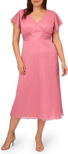 Adrianna Papell Metallic Crinkle Midi Cocktail Dress Nordstrom