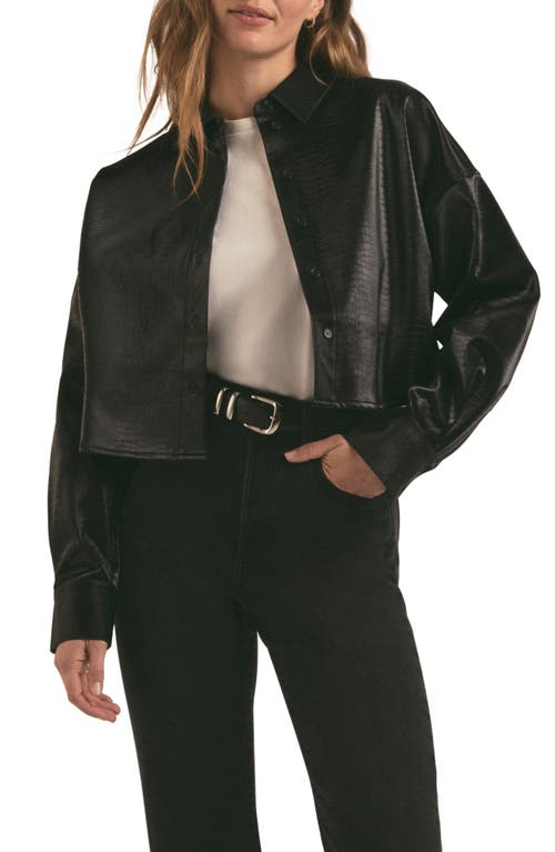 Favorite Daughter The Crop Oversize Faux Leather Shirt In Savannah