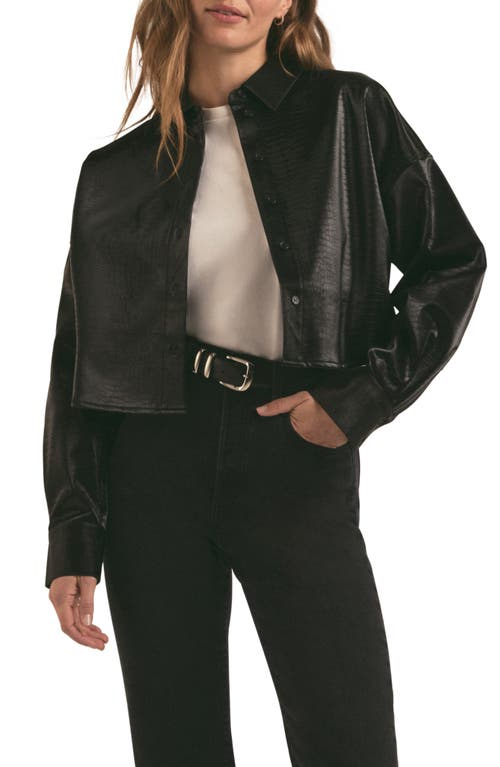 Shop Favorite Daughter The Crop Oversize Faux Leather Shirt In Savannah