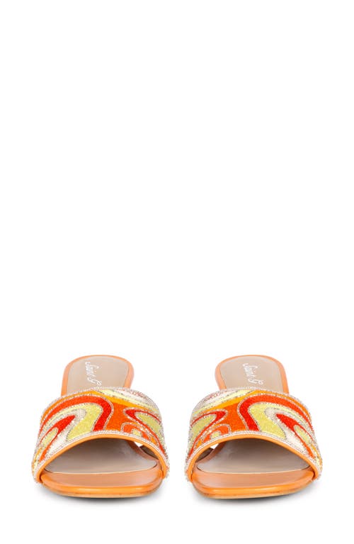 Saint G Rina Kitten Heel Slide Sandal In Multi Orange