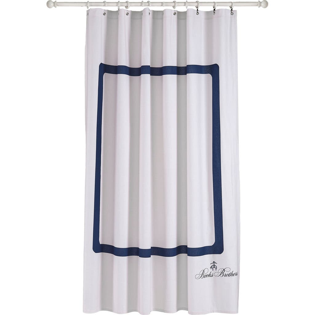 Brooks Brothers Contrast Frame Shower Curtain In Silver