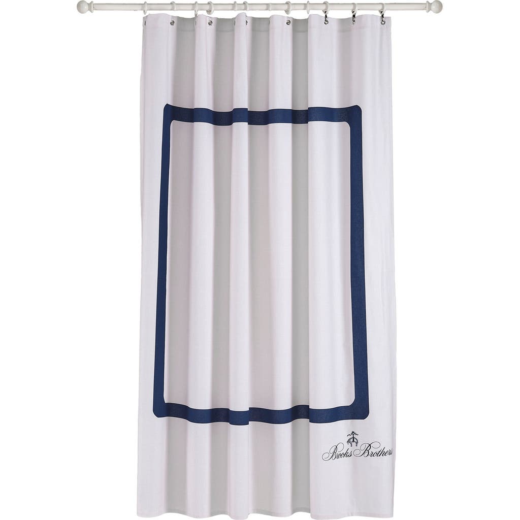 Brooks Brothers Contrast Frame Shower Curtain In White