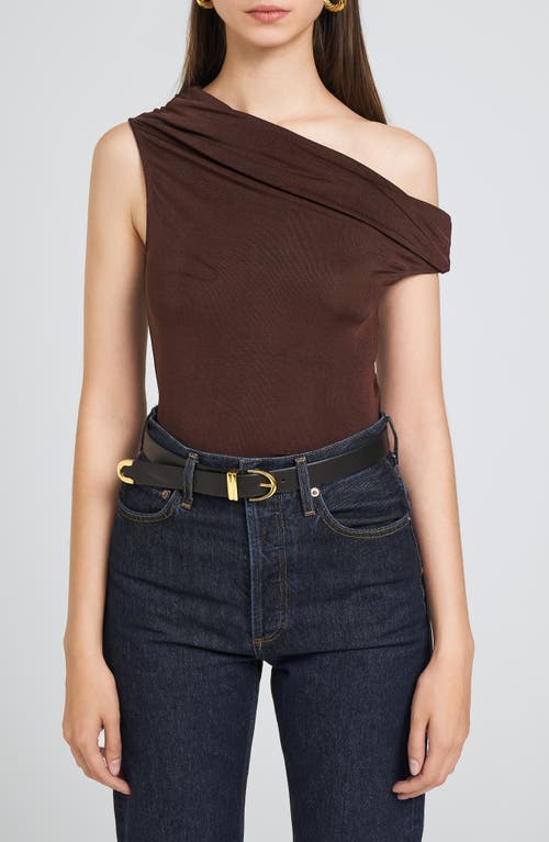 Shop Wayf One-shoulder Bodysuit In Espresso